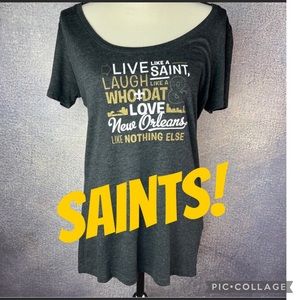 NEW ORLEANS SAINTS T SHIRT WOMENS SCOOP NECK HEATHERED BLACK XL